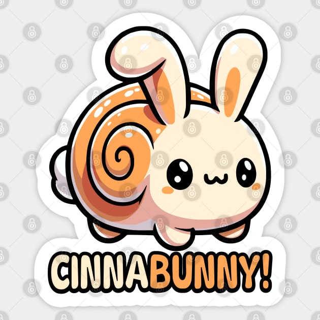 Cinnabunny! Cute Cinnamon Roll Bunny Rabbit Pun Sticker by Cute And Punny